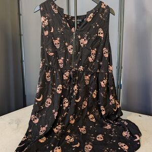 Torrid Black Dress with Pink Celestial Skull Pattern 2 Sleeveless